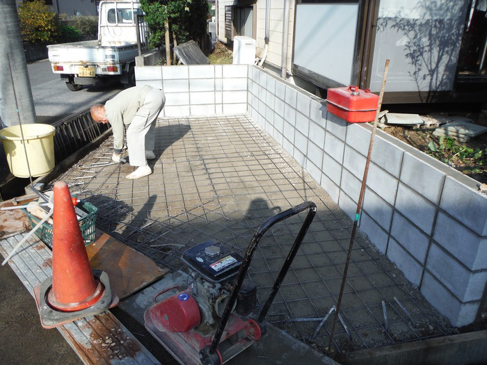 駐車場増設工事 コンクリート打ち準備